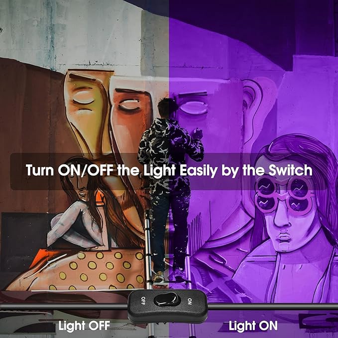 3 Pack 150W LED Black Lights, Blacklight Flood Light Outdoor with Plug and Switch, IP66 Waterproof for Dance Party, Glow in The Dark, Halloween Lights, Body Paint, Fluorescent Poster