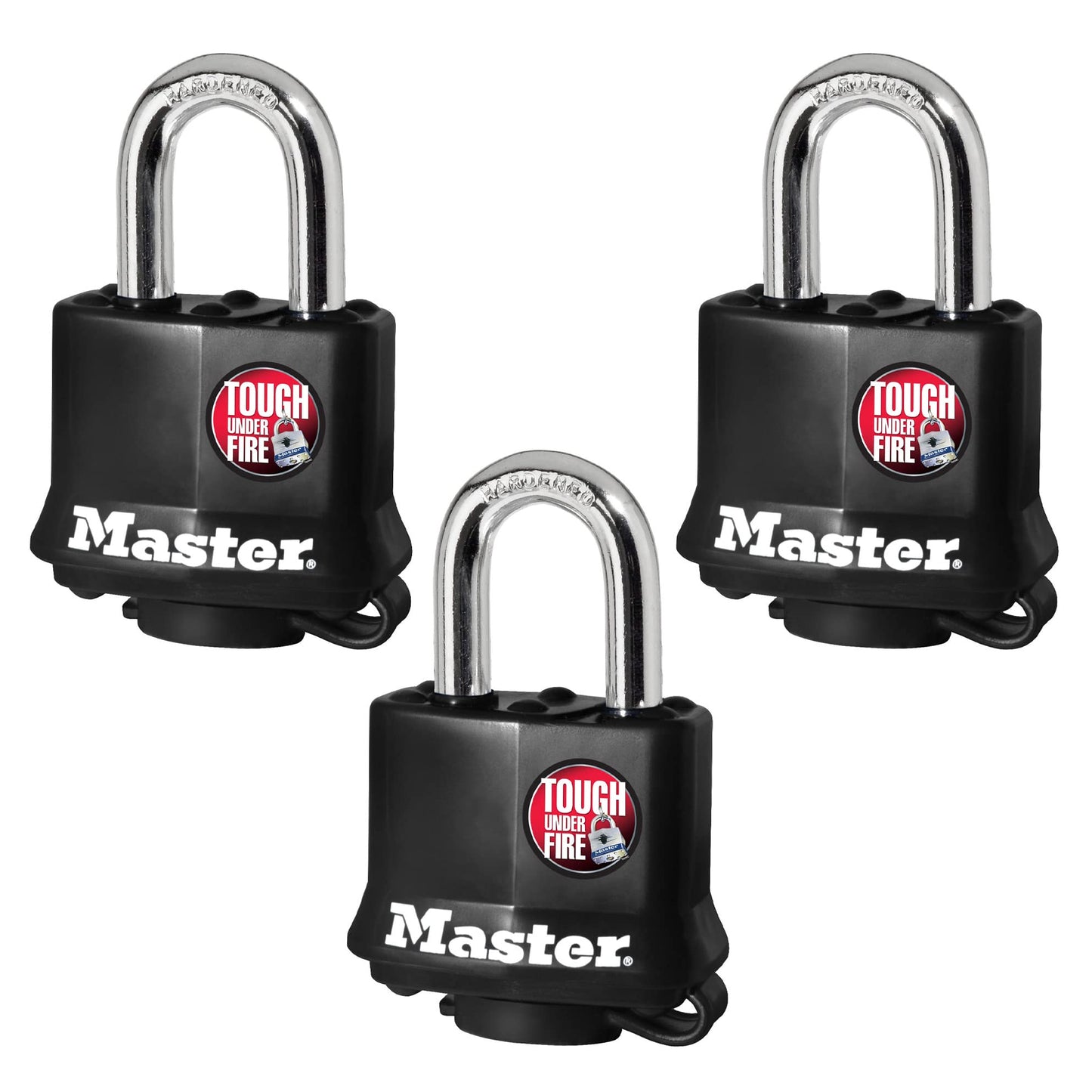 Master Lock 311TRI Keyed Alike Laminated Steel Padlock, 3-Pack, Black