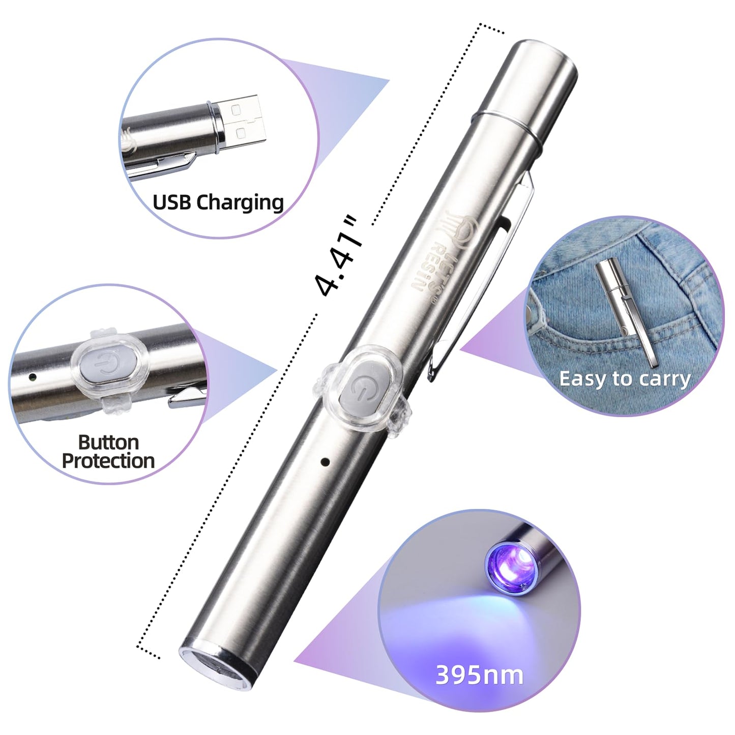 LET'S RESIN UV Resin Kit with Torch, Bonding & Curing in Seconds, 30g UV Resin Kit with UV Flashlight for Welding, Jewelry UV Glue Adhesive for Plastic Repair, Glass Light, Craft Decor