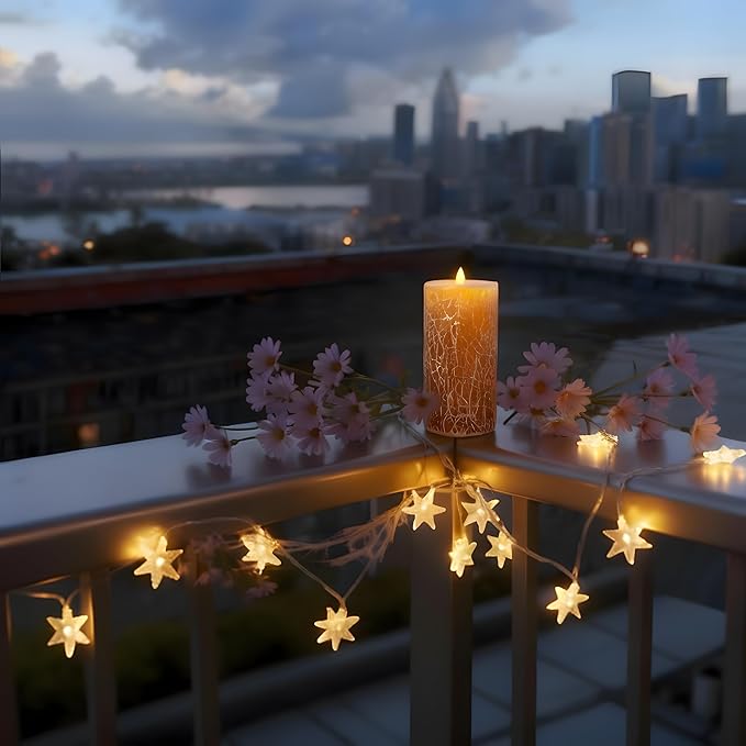 Glass Flameless Pillar Candles Flickering with Remote Timer, Battery Operated LED 3D Moving Flame Real Wax Candles,Remote Included (Honey Yellow Cracked Glass)