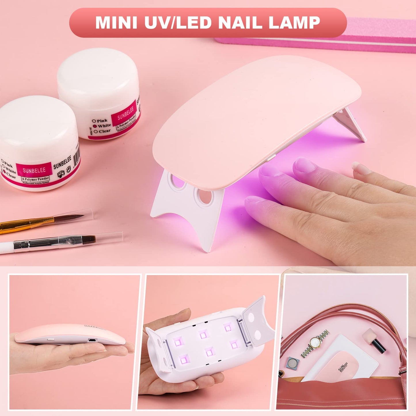 Nail Kit Set Professional Acrylic with Everything, 12 Glitter Acrylic Powder Kit Nails Art Tips Decoration, DIY Nail Art Tool and Supplies for Beginners