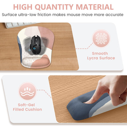 HAOCOO Ergonomic Mouse Pad and Keyboard Wrist Rest Set, Gel Wrist Rest for Computer, Gaming Mouse Pad for Office Home, Pink Boho