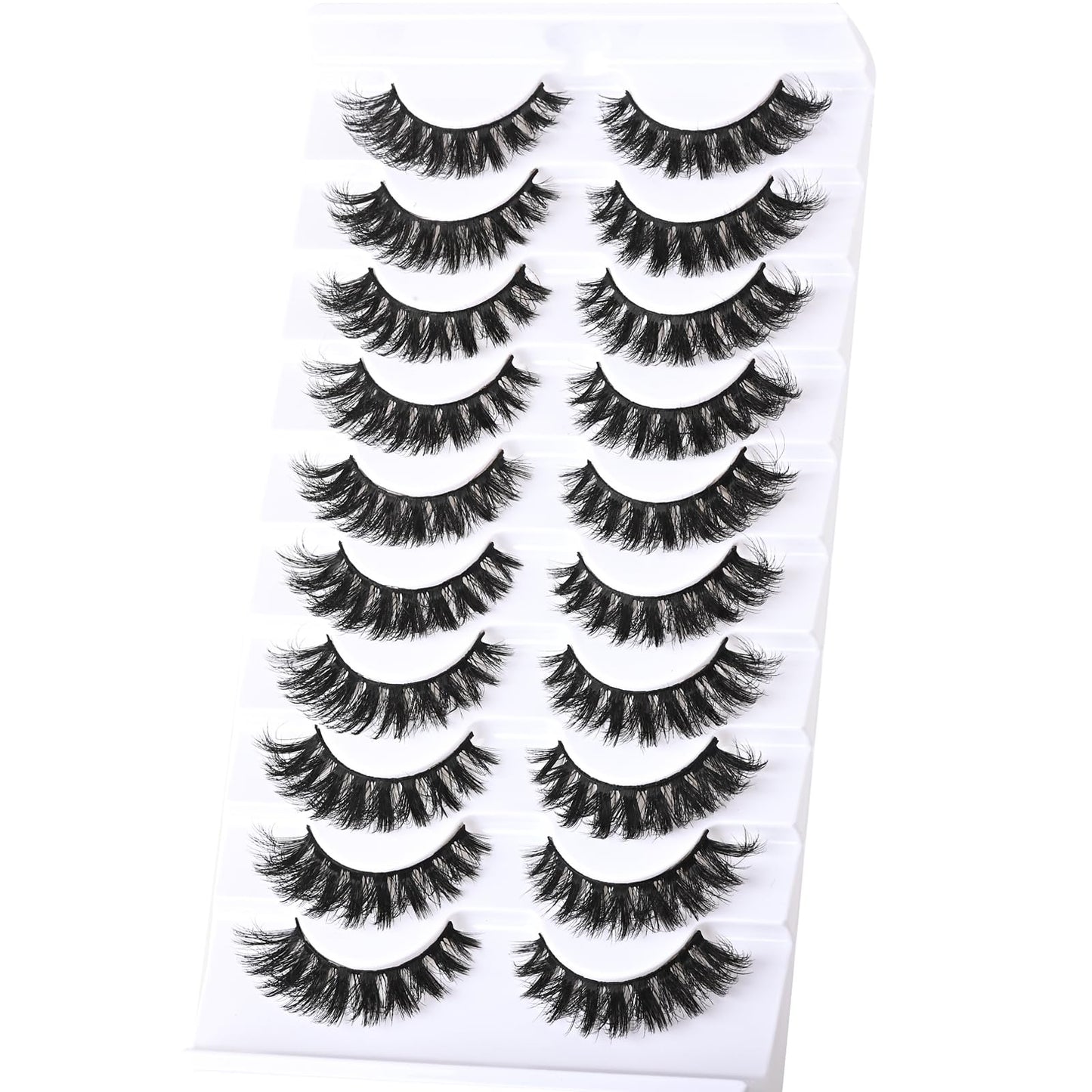 FARRED Mink Lashes Short Fluffy Eyelashes Wispy Natural Eyelash Pack Full Volume Lash Strips 10 Pairs Wispies Fake Strip Lashes Natural Look False Eye Lash Russian Looking for Everyday Makeup