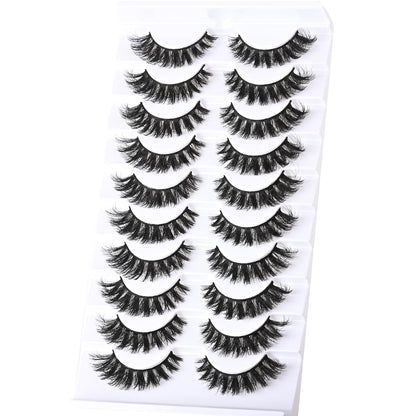 FARRED Mink Lashes Short Fluffy Eyelashes Wispy Natural Eyelash Pack Full Volume Lash Strips 10 Pairs Wispies Fake Strip Lashes Natural Look False Eye Lash Russian Looking for Everyday Makeup