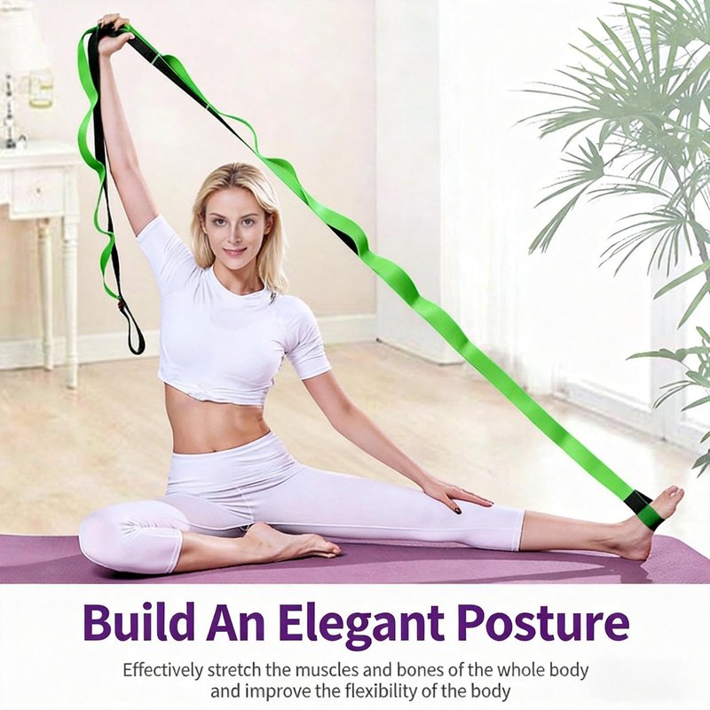 Stretching Strap with Loops - Non Elastic Stretch Band for Physical Therapy, Yoga Strap for Stretching Equipment, Stretch Bands for Exercise and Flexibility