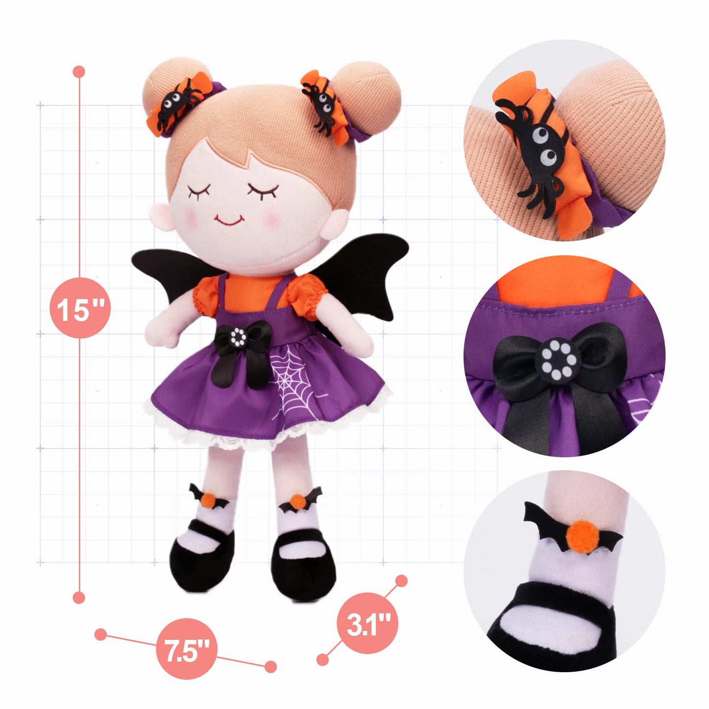 OUOZZZ Halloween Soft Baby Doll Toys for 1 Year Old Girl Gifts, Halloween Toy Decoration Party Gifts for 1 Year Old Girl 15"