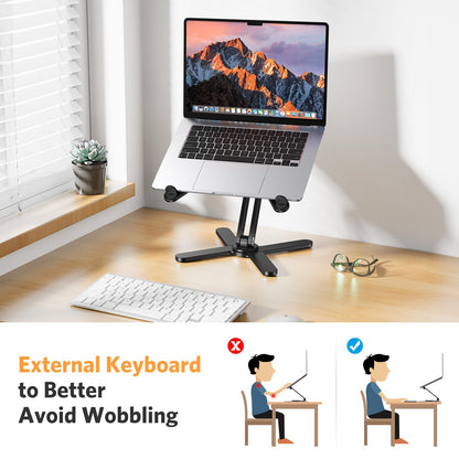 OMOTON 360° Rotating Laptop Stand Riser for Desk, Ergonomic Foldable Computer Stand Adjustable Height Angles for Collaborative Work, Easy Storage Fit Macbooks,All Laptops up to 16 inches, Silver