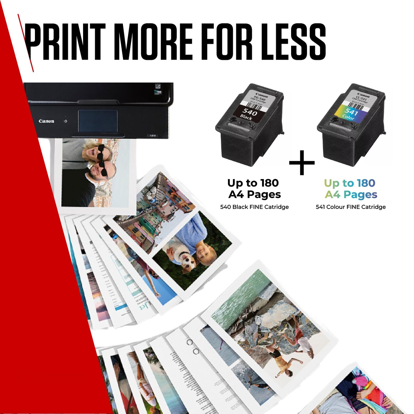 Canon Ink & Paper Multipack - PG-540/CL-541 Genuine Printer Ink Cartridges 2 Pack (1 x Black, 1 x Colour) & 4x6 Photo Paper (50 x Sheets)