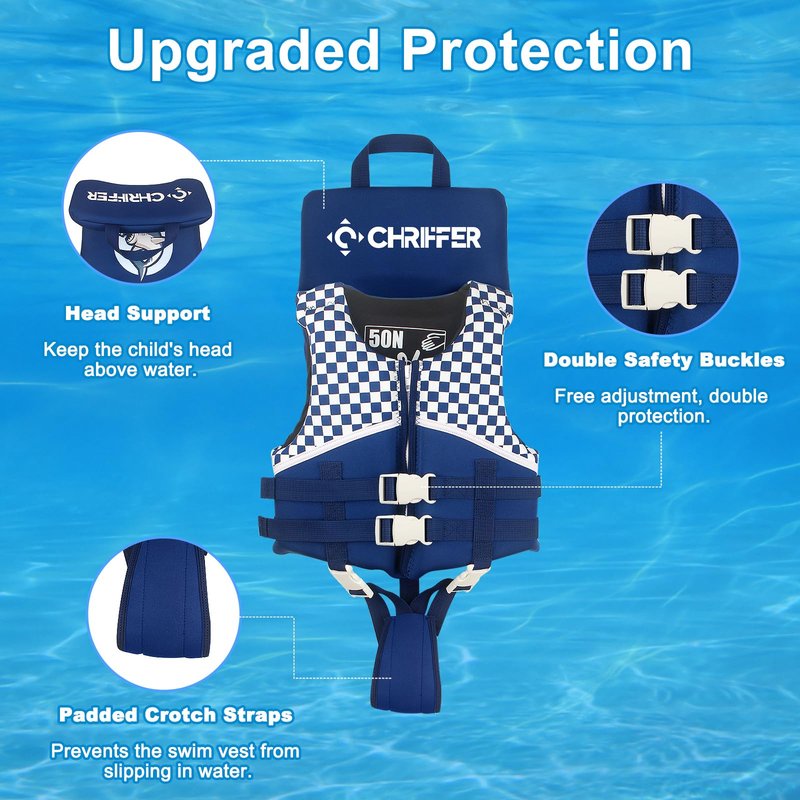 Chriffer Kids Swim Vest Life Jacket for 20-70 Pounds Boys and Girls, Zipper Style Easy On and Off, Floatation Life Jacket for 2, 3, 4, 5, 6, 7, 8, 9, 10 Years Old Beach Pool Water Park