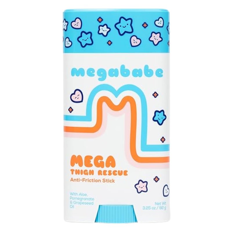 Megababe Mega Thigh Rescue | Jumbo Size Anti-Chafe Stick | Prevents Skin Chafe & Irritation | Thighs, arms, Bra-Lines & More | Summer and Hot Weather Essentials | 3.25oz (Pack of 1)