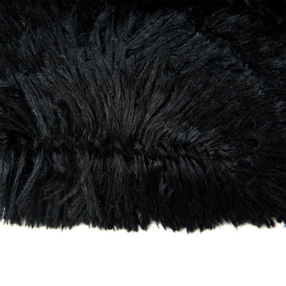 Faux Fur Christmas Tree Skirt,Large Luxury Tree Skirt with Snowflake Sequin, Christmas Decorations Holiday Thick Plush Tree Xmas Ornaments (Black, 24 Inch)