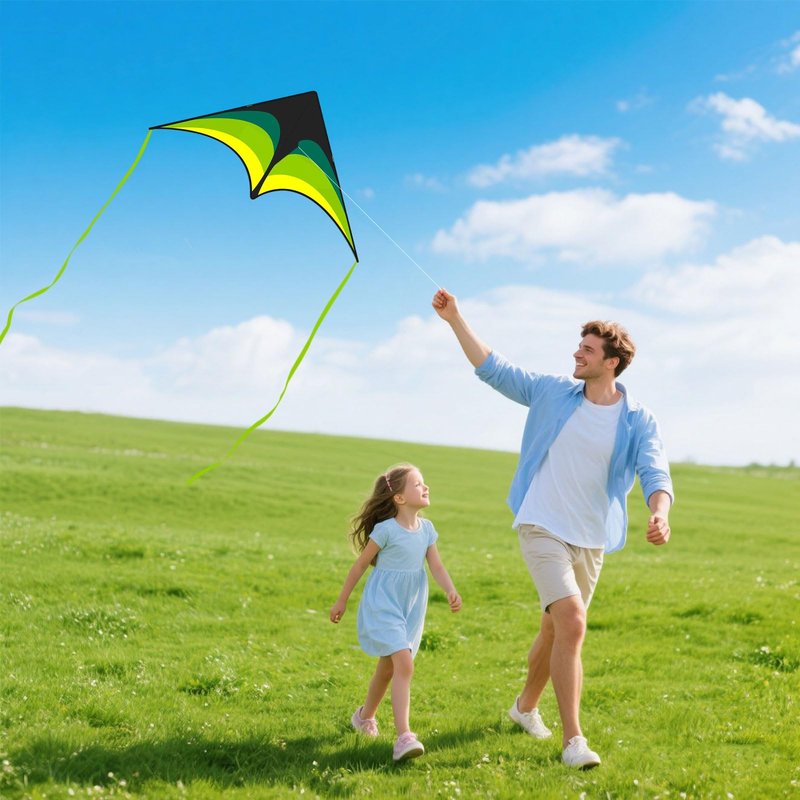 Mint's Colorful Life 3 Pack Delta Kites for Kids & Adults, Easy to Fly Large Kite Set for Beginners, Perfect Family Kites for Park and Beach Trip with 300ft String Included (Green&Yellow&Rainbow)
