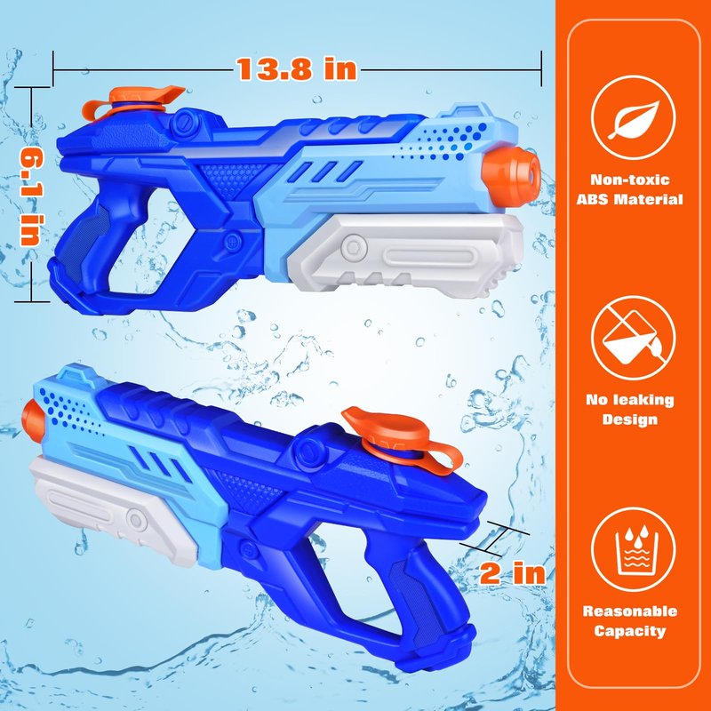 Quanquer 3 Pack Water Guns for Kids Adults - 600CC Squirt Water Toy Gun Super Blaster Soaker Long Range High Capacity Summer Swimming Beach Outdoor Water Fighting Play Pool Toys for Boys Girls (Blue)