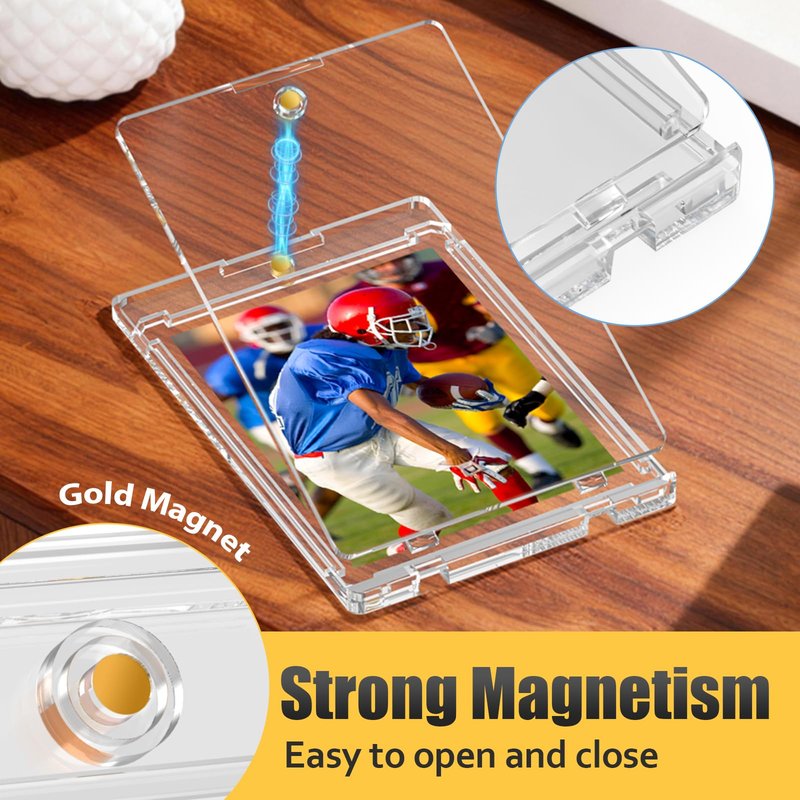 Superlong 75pt Magnetic Card Holder, 25ct Sports One Touch Card Holders with U-V Protection, Hard Plastic Trading Magnetic Case with 2 Strong Magnets for Baseball Game Collector Display Storage