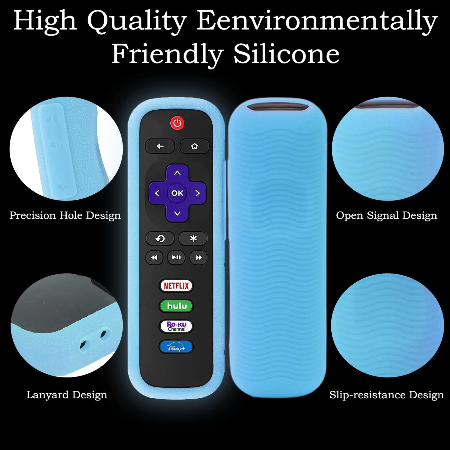 Silicone Protective Controller Cover fits for Roku TV Voice Remote | Element Roku | Westinghouse Roku TV Controller Cover,Glow in The Dark