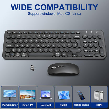 Wireless Keyboard Mouse Set, Rechargeable Quiet Design, Bluetooth & 2.4G Wireless Dual Connection, Easy Setup, QWERTY UK Layout, Computer Keyboard Mouse Combo for Windows PC Laptop Desktop - Black