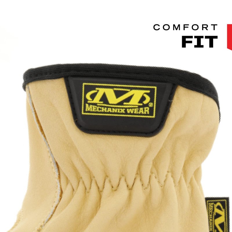 Mechanix Wear Leather Cow Driver - Breathable Leather Driver Gloves for Hand Safety - Elastic Cuff - Comfortable Fit - Water Resistant - Tan - Women's Medium