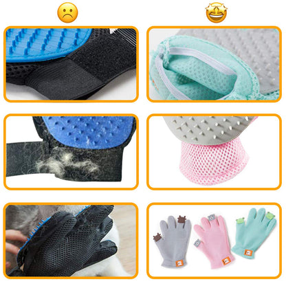 FURBB Pet Grooming Glove - Cat Dog Gentle Deshedding Brush Glove - Efficient Pet Hair Remover Massage Mitt - Enhanced Five Finger Design Perfect for Long Short Fur, Right Hand Pet Bathing (Green)