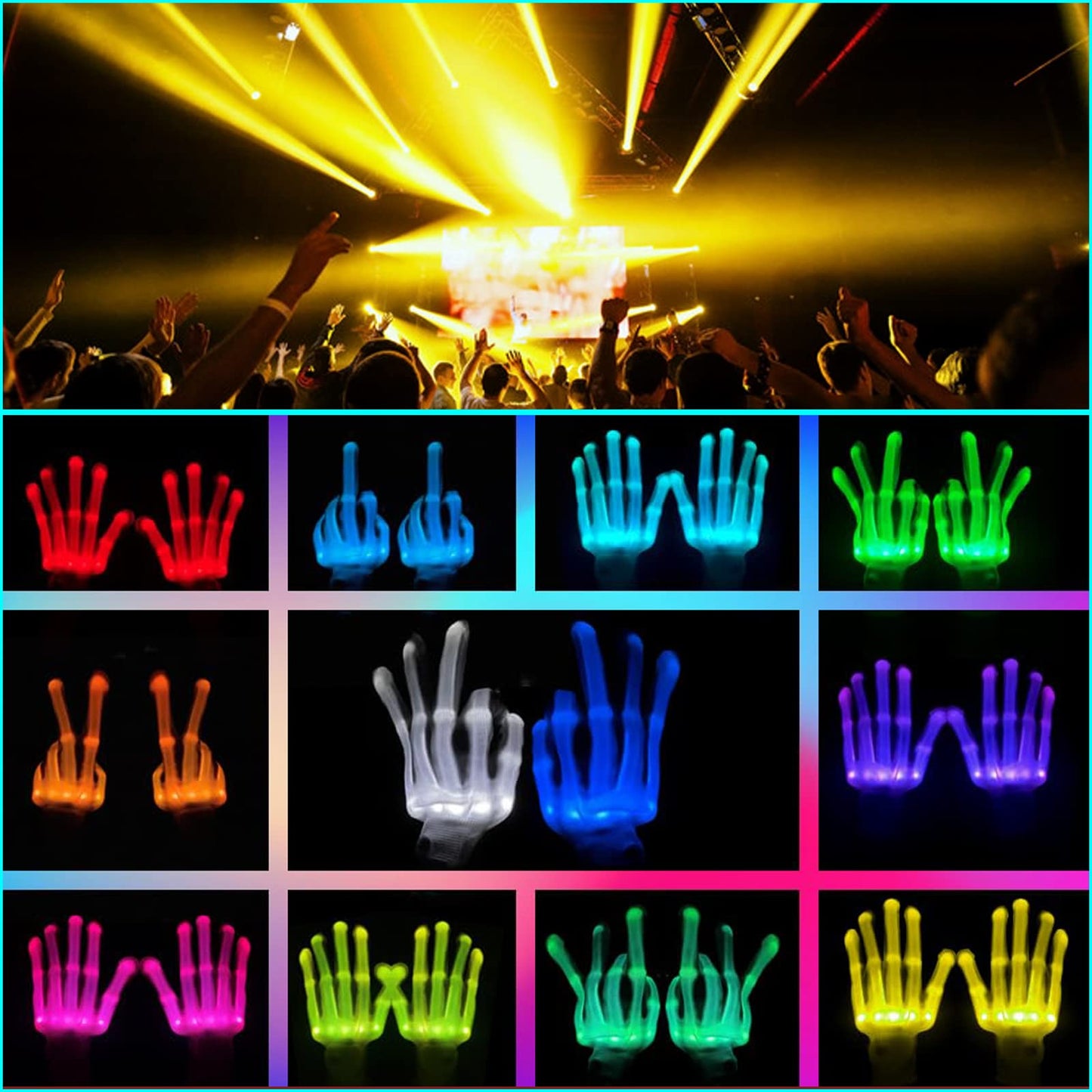 COLEDRE Kids Toys 12 Colors LED Gloves Cool Toys Gifts for Age 5-7 8-12 Years Old Boys Girls Halloween Costumes Light Up Gloves Stocking Stuffers Kids Christmas Birthday Parties Gifts (1 Pair M)