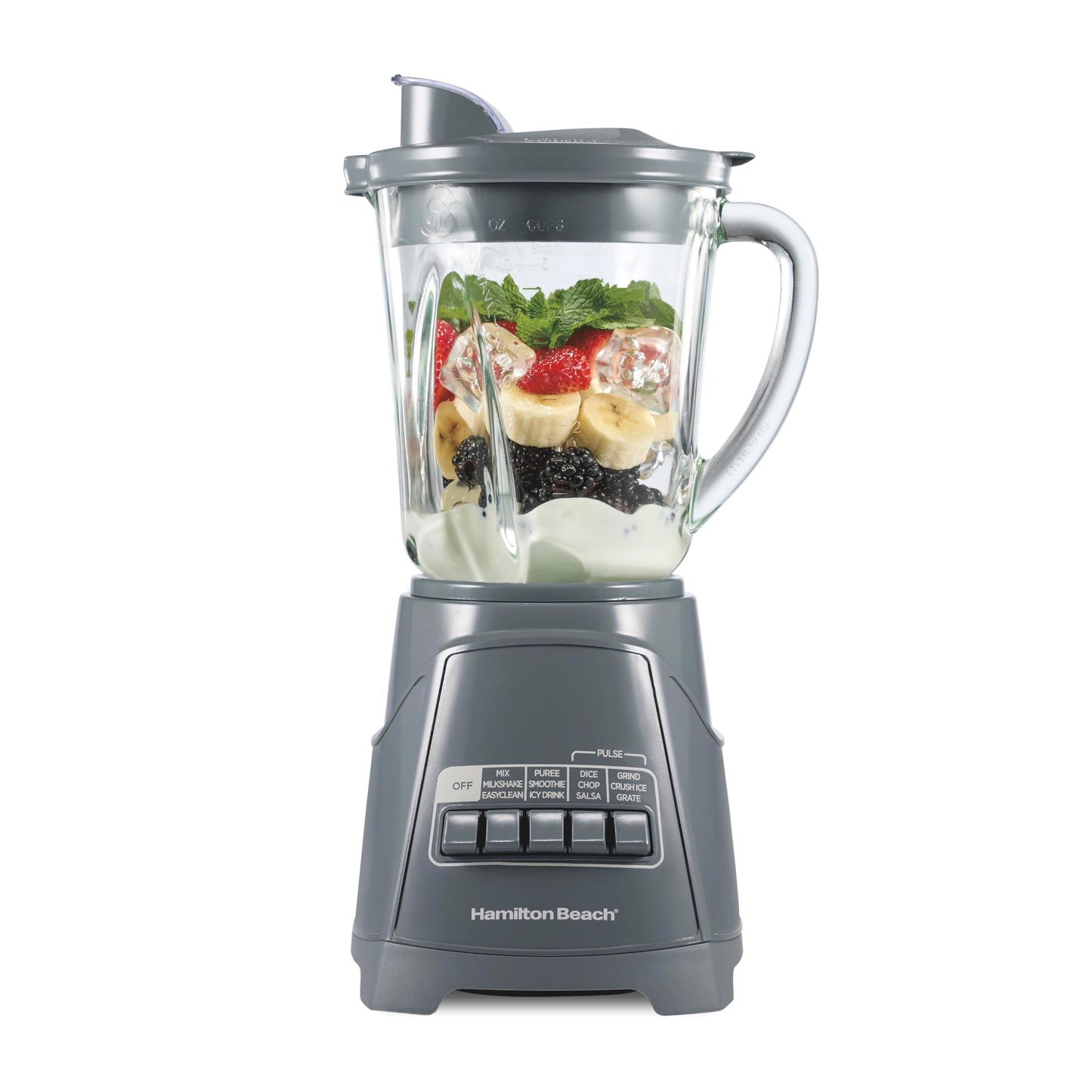 Hamilton Beach Power Elite Wave Action Blender For Smoothies, 40 Oz Glass Jar, 12 Functions Including Puree, Crush Ice, 700 Watts - Black (58148A)