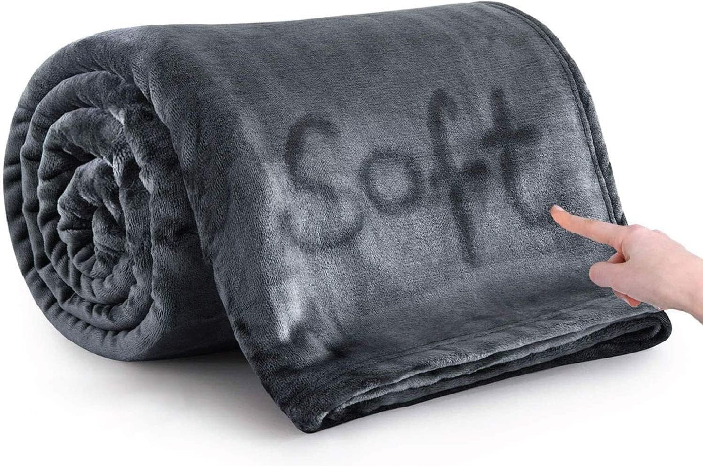 MOONLIGHT20015 Fleece Throw Blanket for Sofa - Soft Cosy Fluffy Blankets for Bed, Warm Single Throws for Audlts, Dark Grey, 130x150 cm