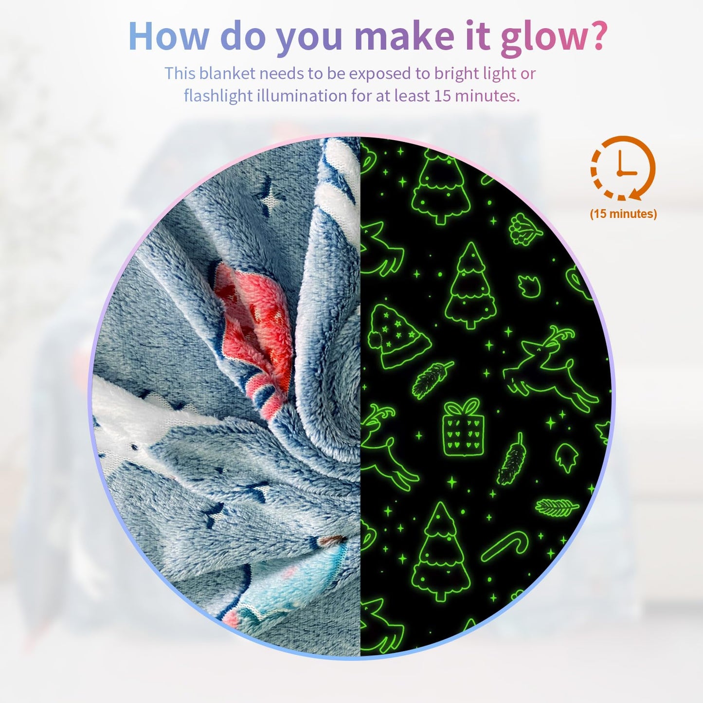 Christmas Blanket for Boys, Christmas Glow in The Dark Blanket for Kids/Toddler/Baby, Soft Fleece Blankets and Throw, Birthday 40"x 60"
