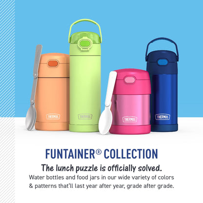 THERMOS FUNTAINER 12 Ounce Stainless Steel Vacuum Insulated Kids Straw Bottle, Blue