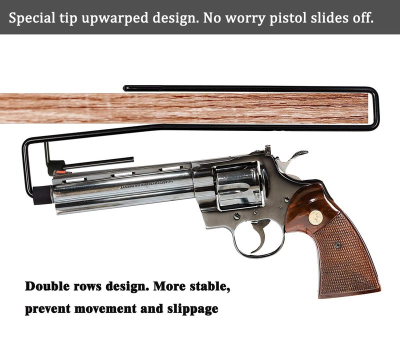 StrongTools Handgun Hanger, Pistol Rack for Gun Safe Shelf or Bookshelf, Pistol Organizer for Displays and Cabinet (4 Packs for 8 Guns)