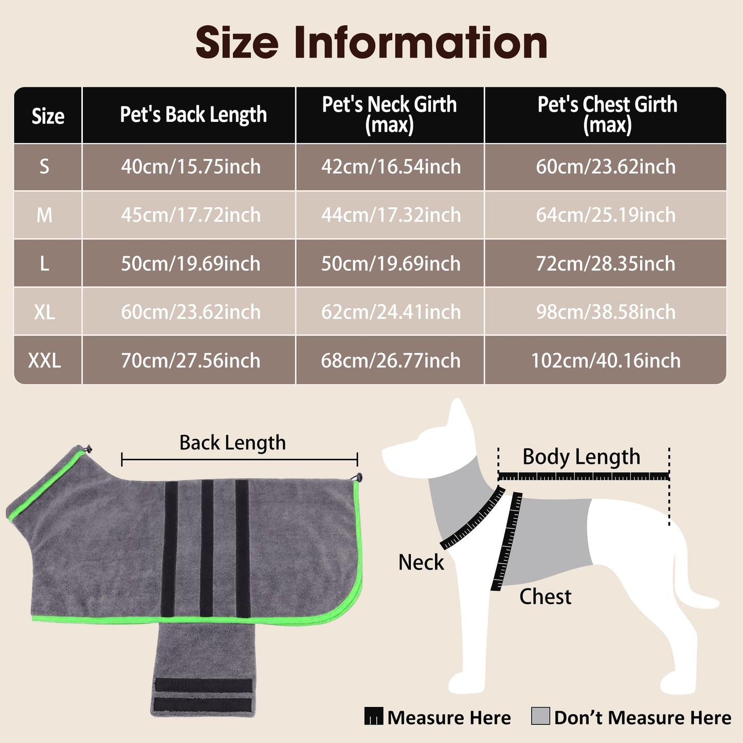 HezzLuv Microfiber Dog Drying Coat – Super Absorbent & Quick-Drying Dog Robe – Adjustable Fit for Medium to Large Dogs – Ideal for Bath, Swim & Wet Walks(Green, XL)