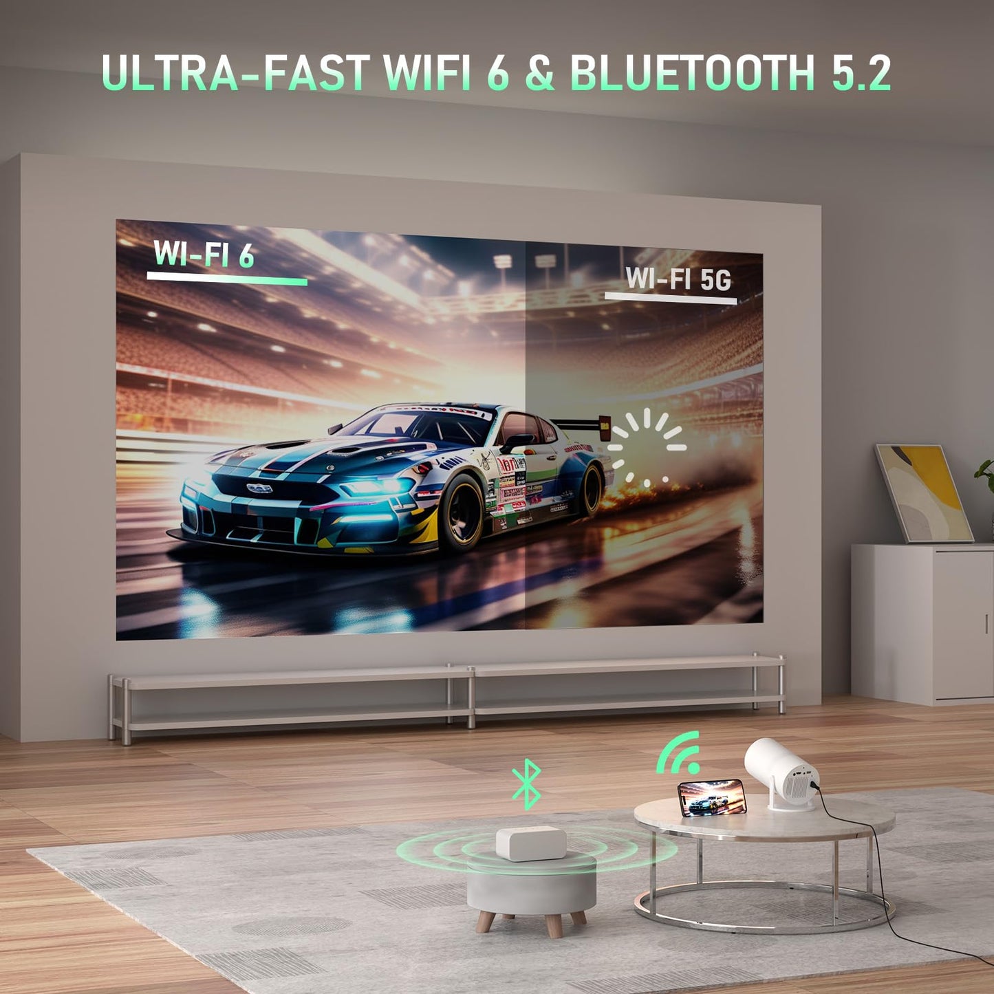 [Official Netflix & Electric Focus] Projector with WiFi and Bluetooth, XuanPad Full HD 1080P Portable Projector, 210° Rotatable Stand, Auto Keystone, Dust Removal and Heat Dissipation Design
