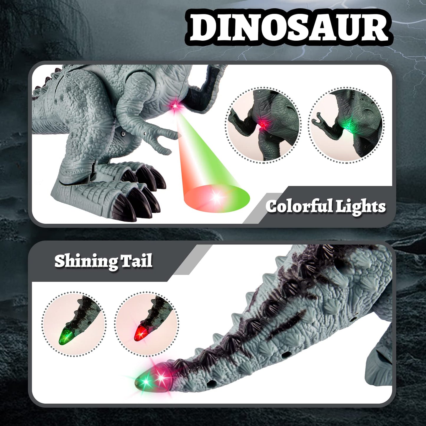 TOEY PLAY Dinosaur with Lights and Sounds, T-Rex Toys, Walking, Realistic Looking, Dinosaurs Gifts for Kids Boys Girls 3 4 5 6 Year Olds