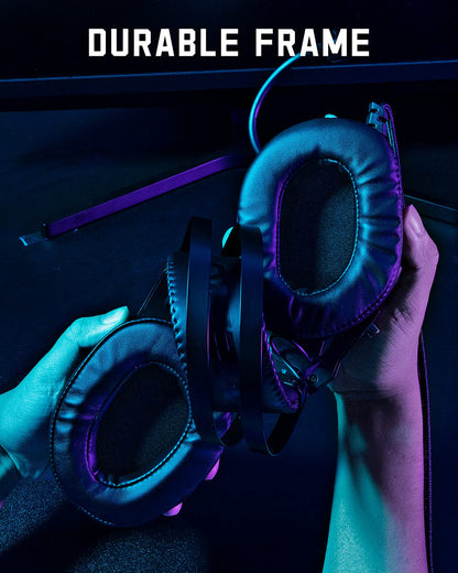 Gaming Headset for Xbox One Series X/S Ps5, Ps4, PC Switch, Noise Canceling Headphones with Microphone, 3.5mm Audio Jack, Auto-Adjust Headband