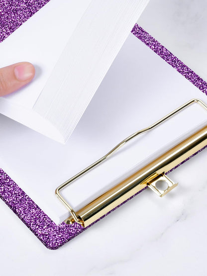 Acrylic Clipboards, Fashion Glitter Clipboard, Size 6" x 9", Cute Confetti Clipboards for Women, Desk Office Supplies and Accessories.Purple