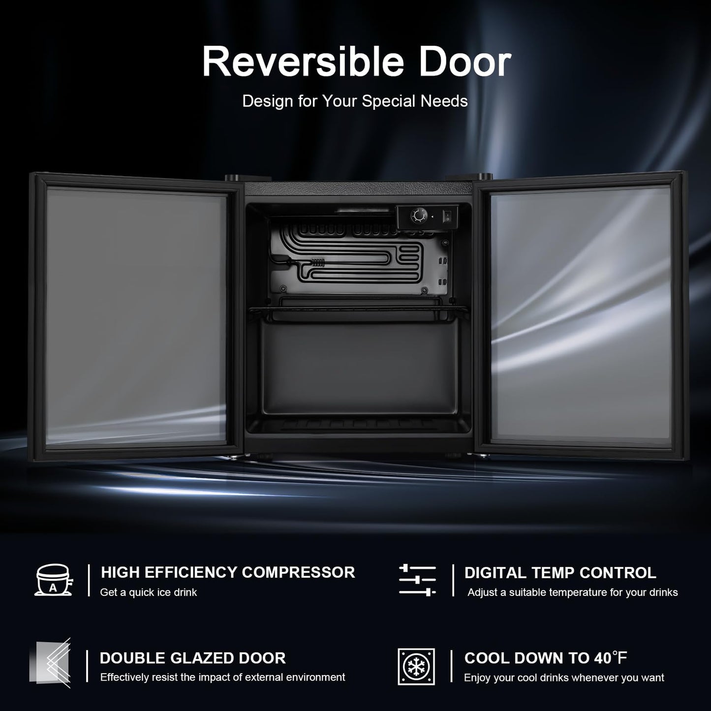 Antarctic Star Mini Fridge Cooler - 12 Bottle 48 Can Beverage Refrigerator Glass Door for Drinks or Beer Wine –Small Drink Dispenser for Home, Office or Bar, Electronic Temperature Control，1.3cu.ft.