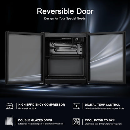 Antarctic Star Mini Fridge Cooler - 12 Bottle 48 Can Beverage Refrigerator Glass Door for Drinks or Beer Wine –Small Drink Dispenser for Home, Office or Bar, Electronic Temperature Control，1.3cu.ft.