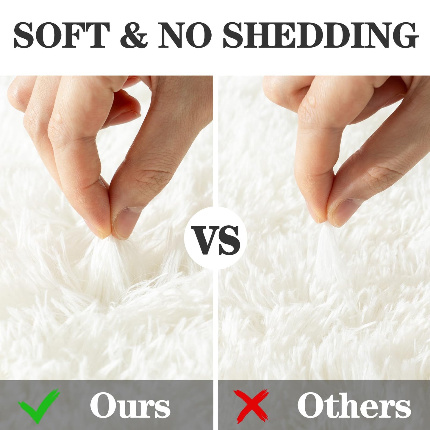 Soft Fluffy Area Rug for Bedroom, Cream White Fuzzy Shaggy Oval Throw Rugs for Bedside, Non-Slip Cozy Plush Shag Carpet for Kids Room Nursery Dorm Living Room, 2.6 x 5.3 Feet