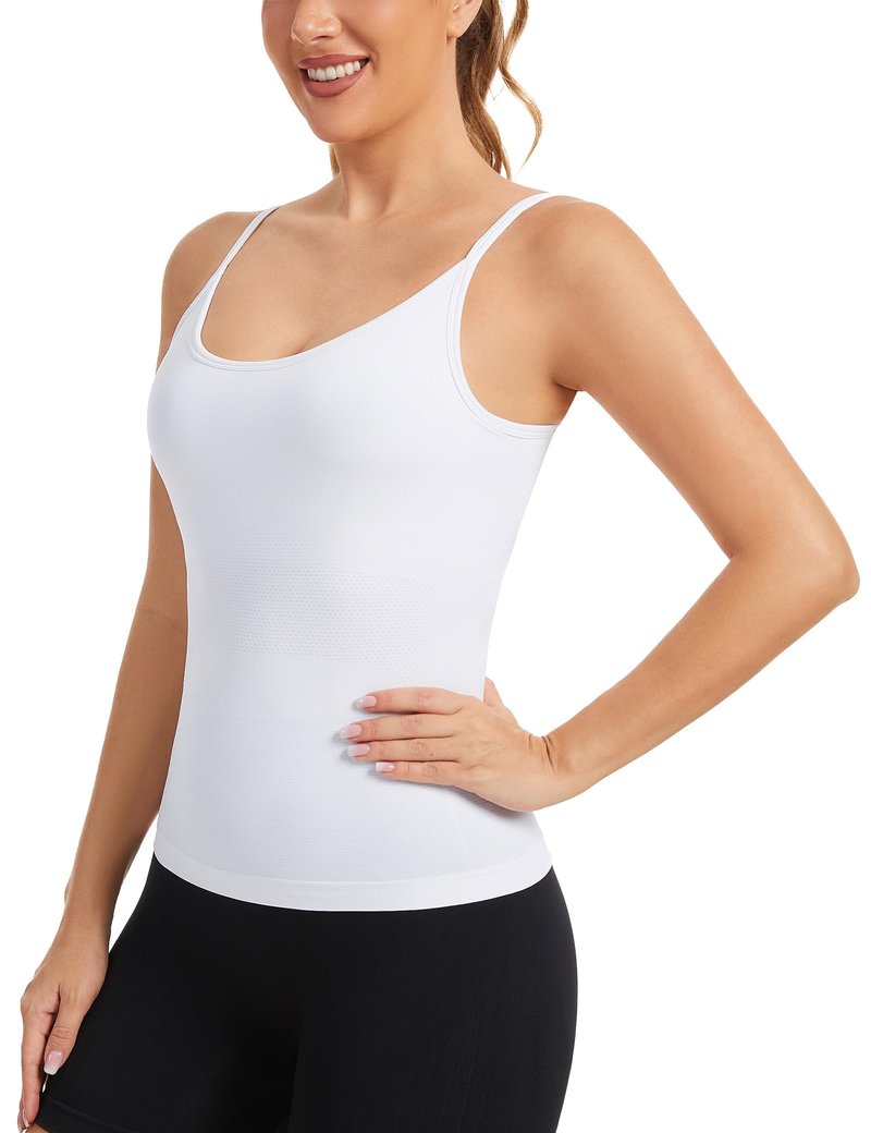 MathCat Camisole Workout Tank Tops for Women with Built in Bra Adjustable Straps Yoga Athletic Tops U-Back White