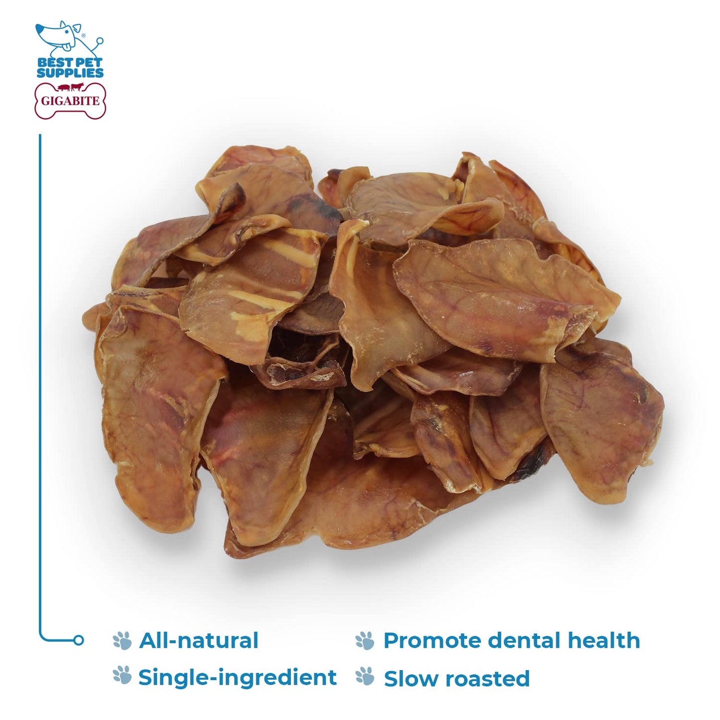 Best Pet Supplies GigaBite Roasted Pig Ears for Dogs - Natural Dog Chews, Roasted Pigs Ears, Safe for Puppies and Aggressive Chewers, Cleans Teeth and Gums - Pack of 25