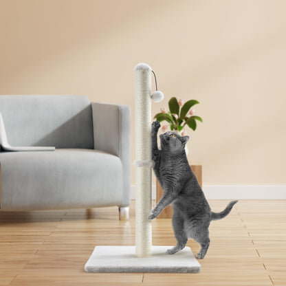 Dimaka Cat Scratcher Scratching Post with Sisal Rope and Soft Plush 29" Tall Beige