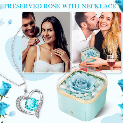 Beferr Valentines Day Gifts for Her Preserved Real Rose with Necklace Eternal Roses Forever Flowers for Delivery Prime Mothers Anniversary Birthday Gifts for Women Mom Grandma Wife Daughter Girlfriend