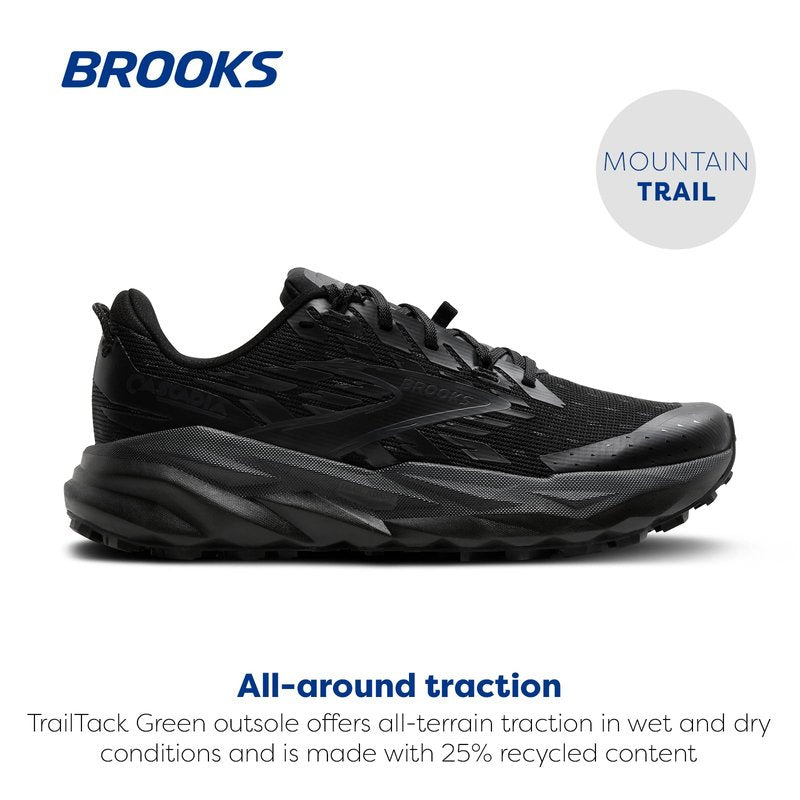 Brooks Women’s Cascadia 19 Mountain Trail Running Shoe - Black/Black/Ebony - 10 Medium