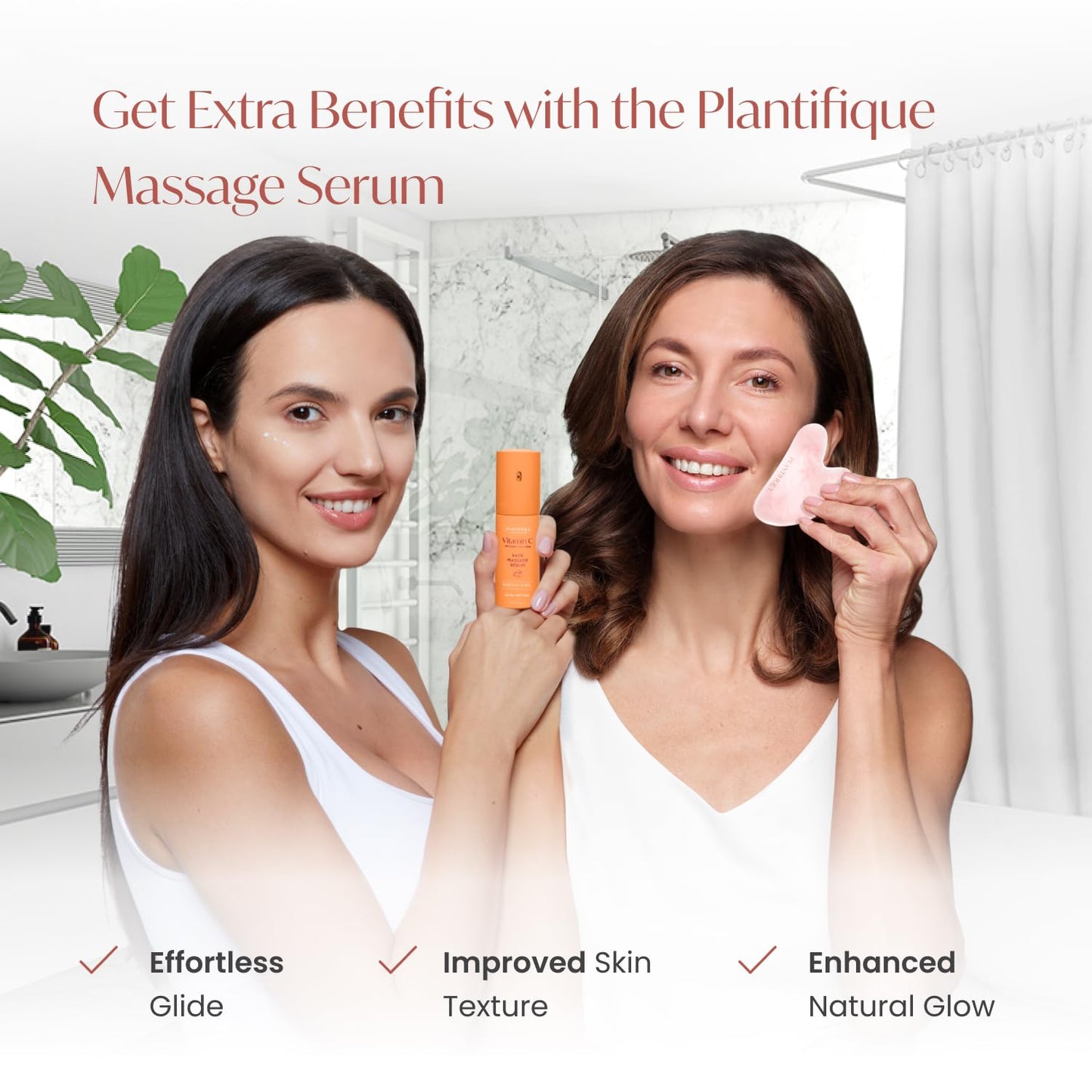 PLANTIFIQUE Jade Roller & Gua Sha Set – Real Jade Facial Tools for Skin Care Routine – Certified Face Massager for Radiant Skin