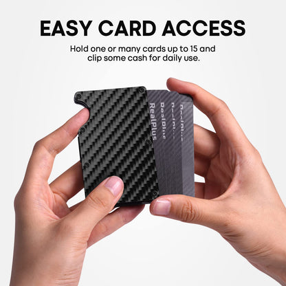 RealPlus Carbon Fiber Wallet, RFID Blocking Card Holder for Men, Minimalist Money Clip-Gifts for Men, Fathers, Boyfriends Birthday