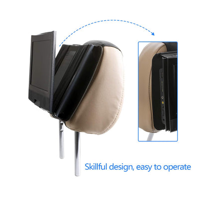 Hikig DVD Player Headrest Mount Holder - Portable DVD Player Mount for Car Back Seat Headrest - Swivel & Flip - 7 to 11 Inch