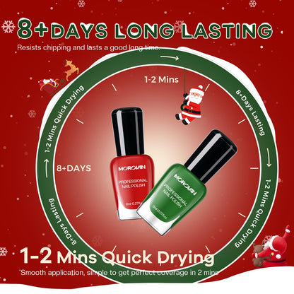Morovan Christmas Nail Polish Set: 2025 Glitter Gifts Ideas Red Green Gold Silver Fingernail Polish Kit Winter Quick Dry Regular Nail Polish Pack Manicure for Women Girls Holiday Party