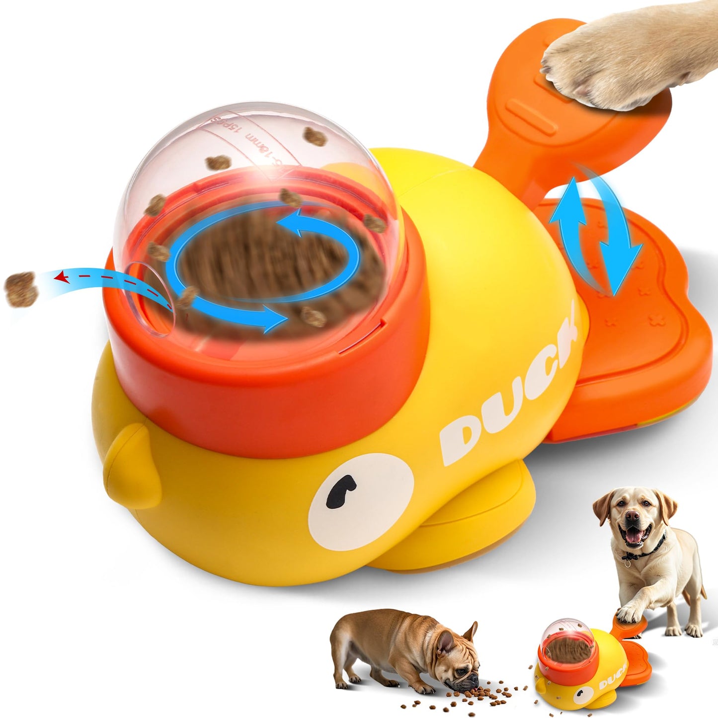 Fanosy Dog Interactive Treat Dispenser Toy, Food Puzzle Slow Feeder, 2-in-1 Durable Cute Duck Shaped Design for Small Medium Dogs and Cats, Interactive IQ Training Reduces Bloating