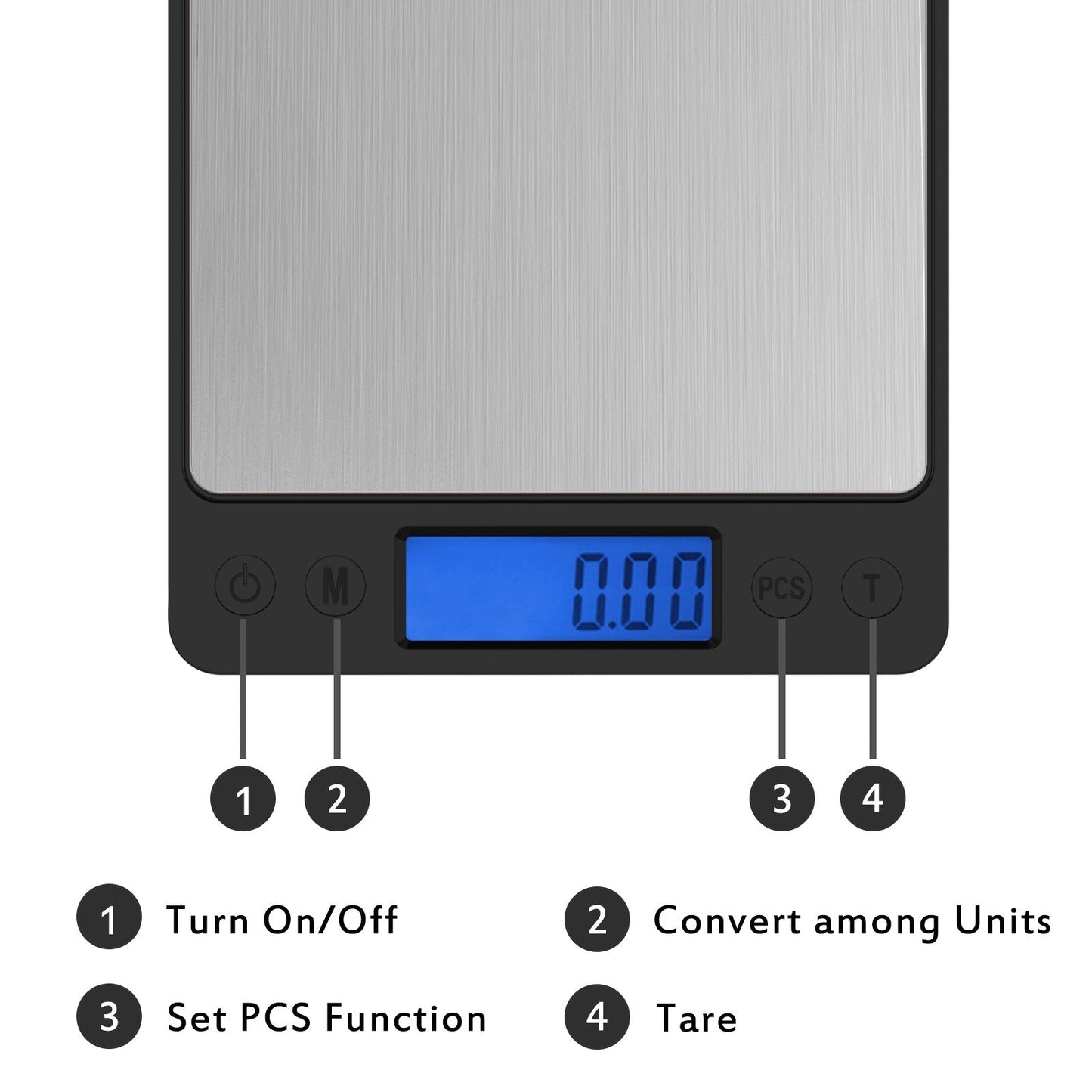 Ascher Electronic Portable Digital Weighing Scale with Back-lit LCD Display 500x0.01g Black
