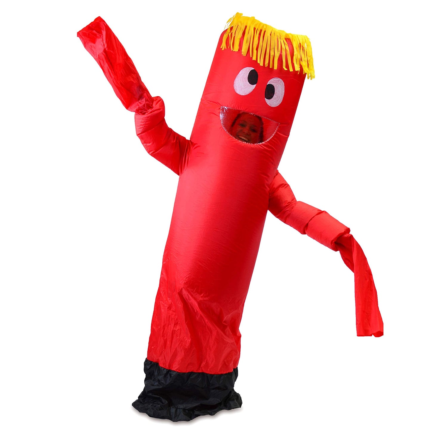 Spooktacular Creations Halloween Inflatable Costume Adult, Tube Man Blow up Costume, Air Dancer Wacky Waving Arm Inflatable Suit for Cosplay Themed Parties, Red