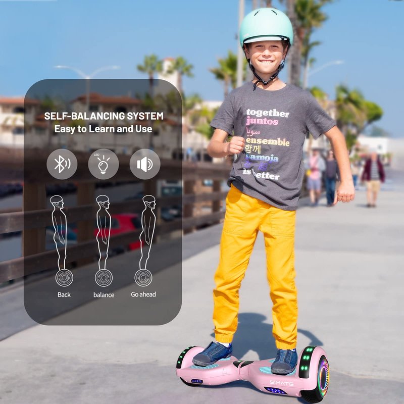 SIMATE Hoverboard, Bluetooth All Terrain Hover Boards with LED Lights and APP Control, Gifts for Kids Adults Girls Boys, for All Ages