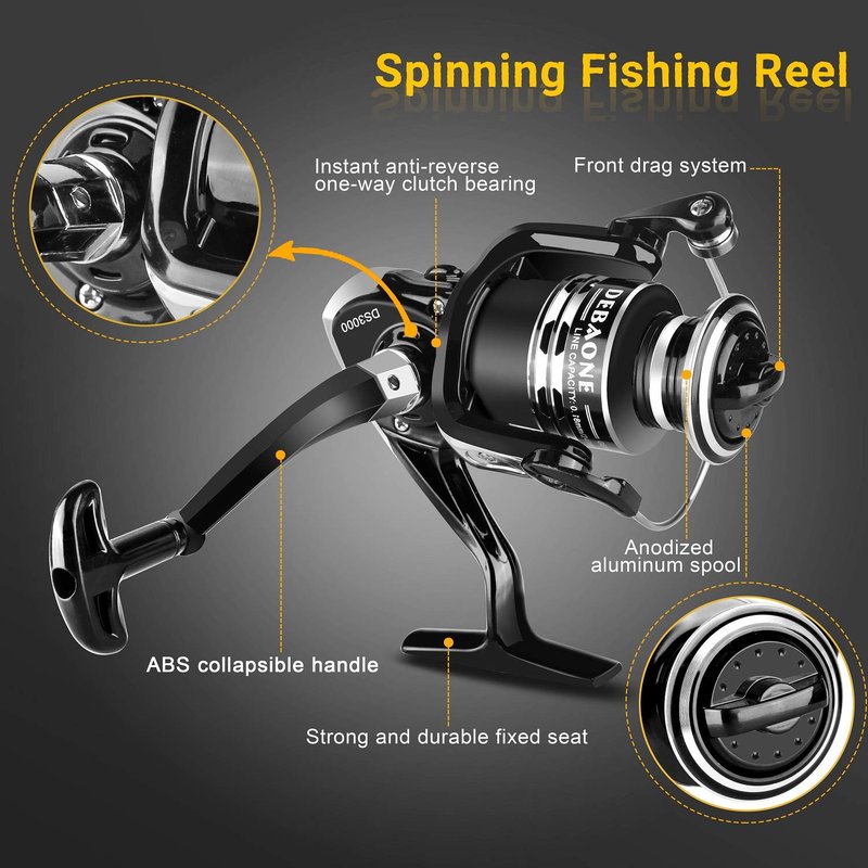 BlueFire Fishing Rod Kit, Carbon Fiber Telescopic Fishing Pole and Reel Combo with Spinning Reel, Line, Lure, Hooks and Carrier Bag, Fishing Gear Set for Beginner Adults Saltwater Freshwater(2.1M)